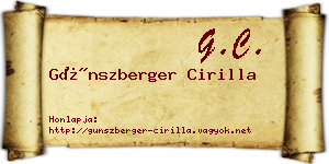 Günszberger Cirilla névjegykártya